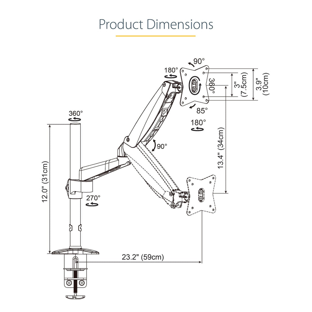 StarTech.com ARMPIVOTE2 - Desk monitor mount for 81.3 cm (32") to 124.5 cm (49")