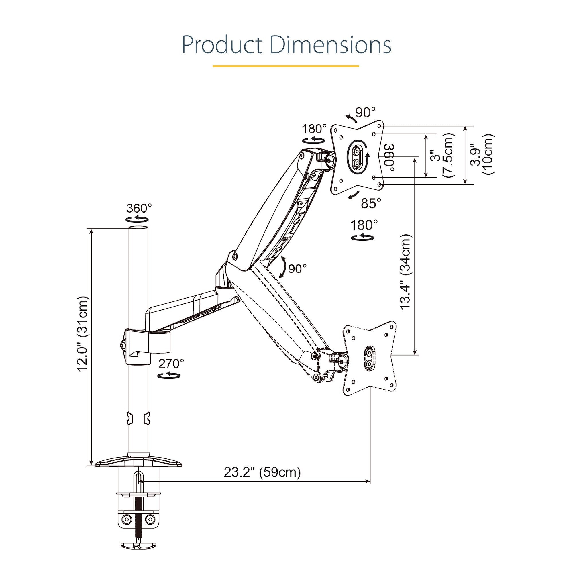 StarTech.com ARMPIVOTE2 - Desk monitor mount for 81.3 cm (32") to 124.5 cm (49")