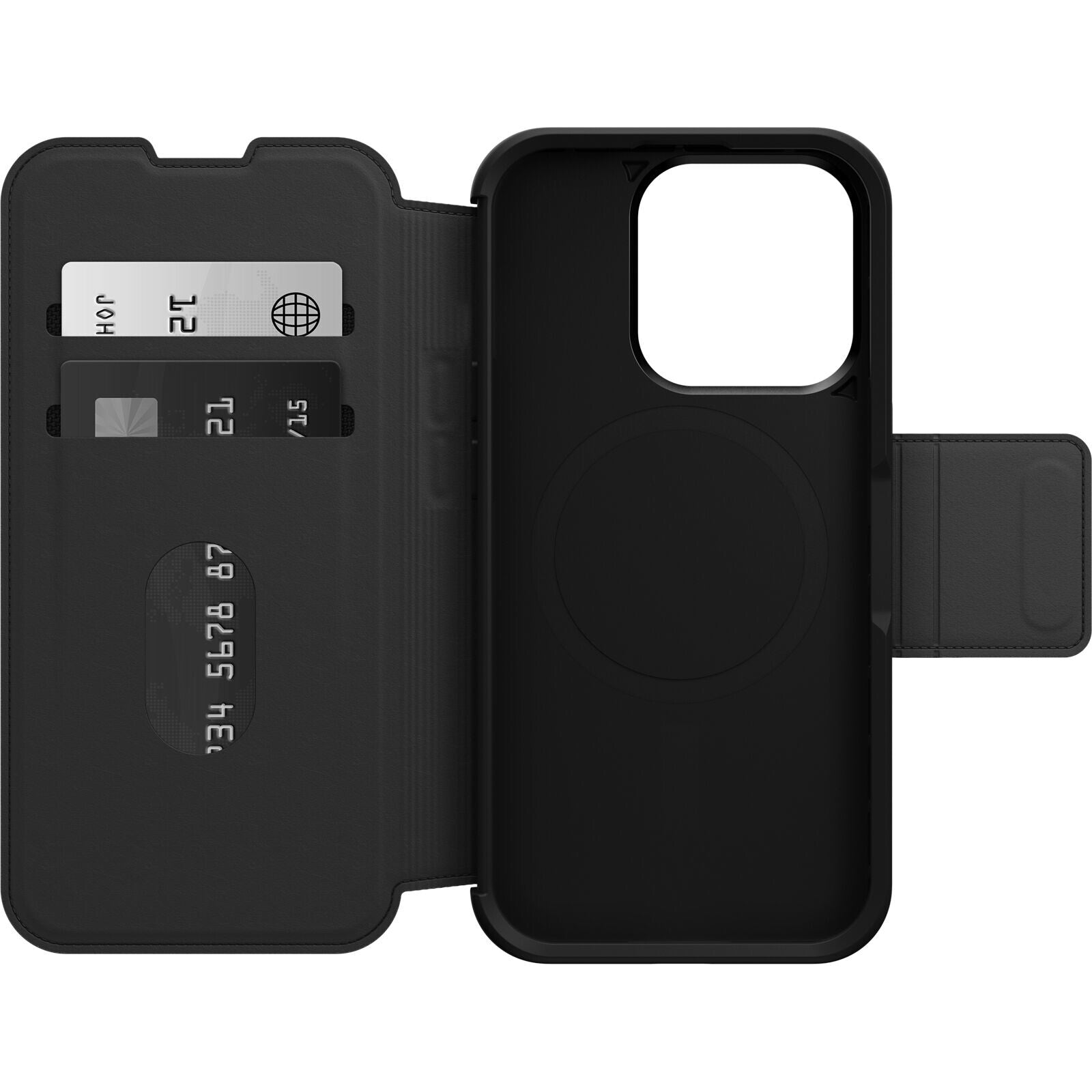 OtterBox Strada Series Folio with MagSafe for iPhone 15 Pro in Shadow (Black)