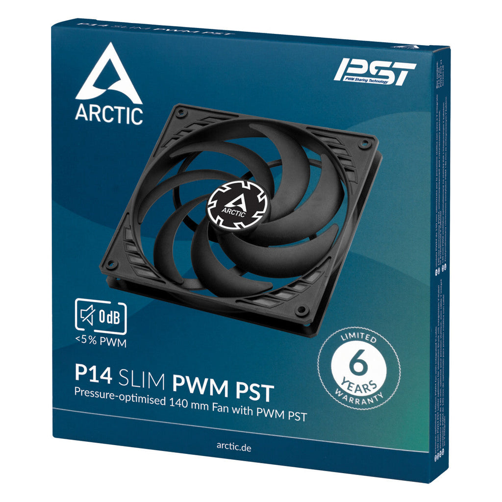 ARCTIC P14 Slim - PWM PST PC Case Fan in Black  - 140mm