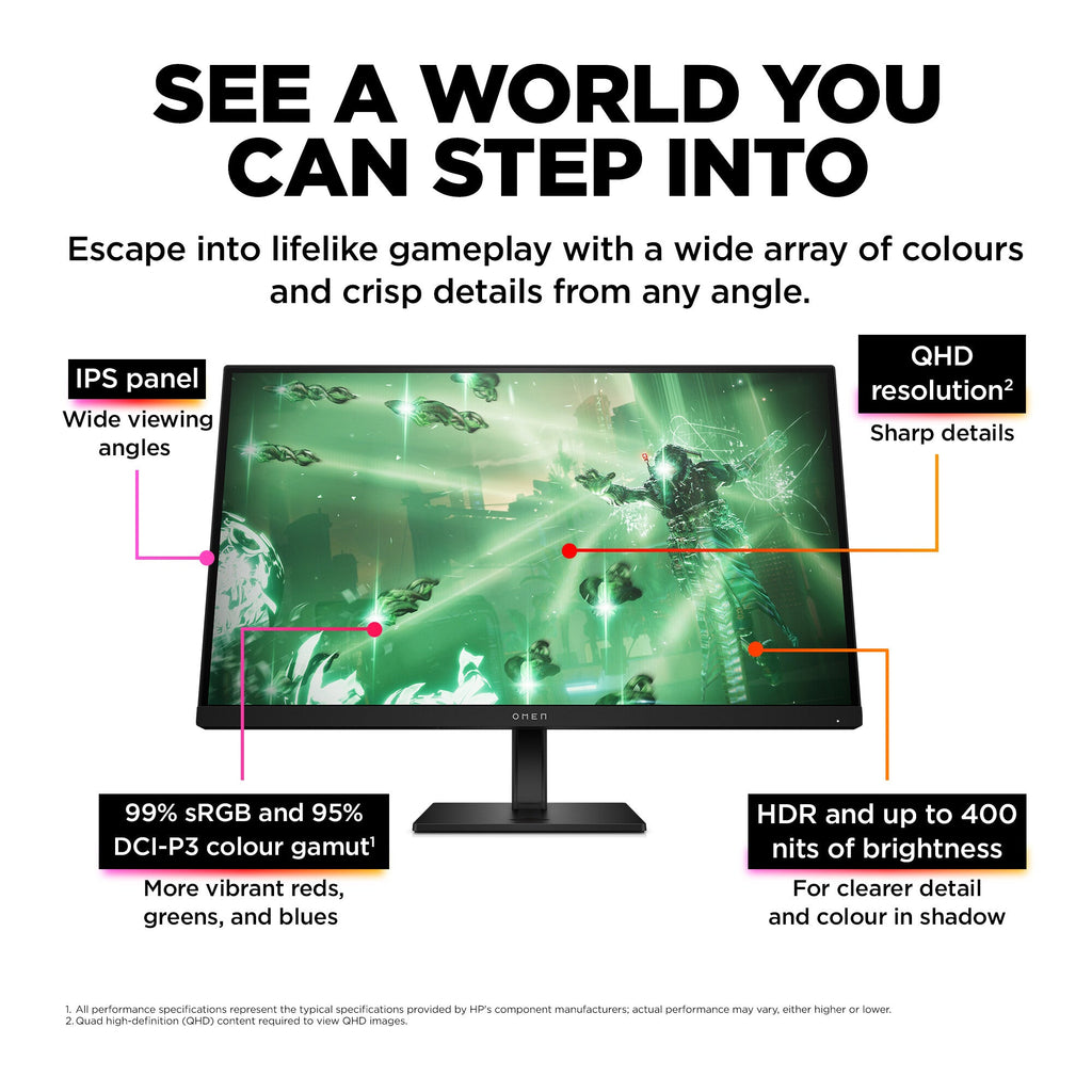 HP OMEN 27Q - 68.6 cm (27") - 2560 x 1440 pixels QHD Monitor