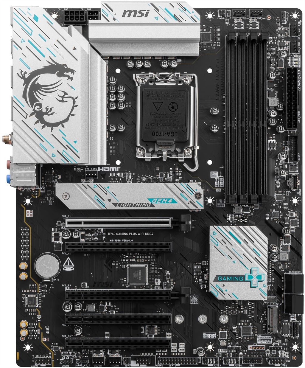 MSI B760 GAMING PLUS WIFI DDR4 ATX motherboard - Intel B760 LGA 1700