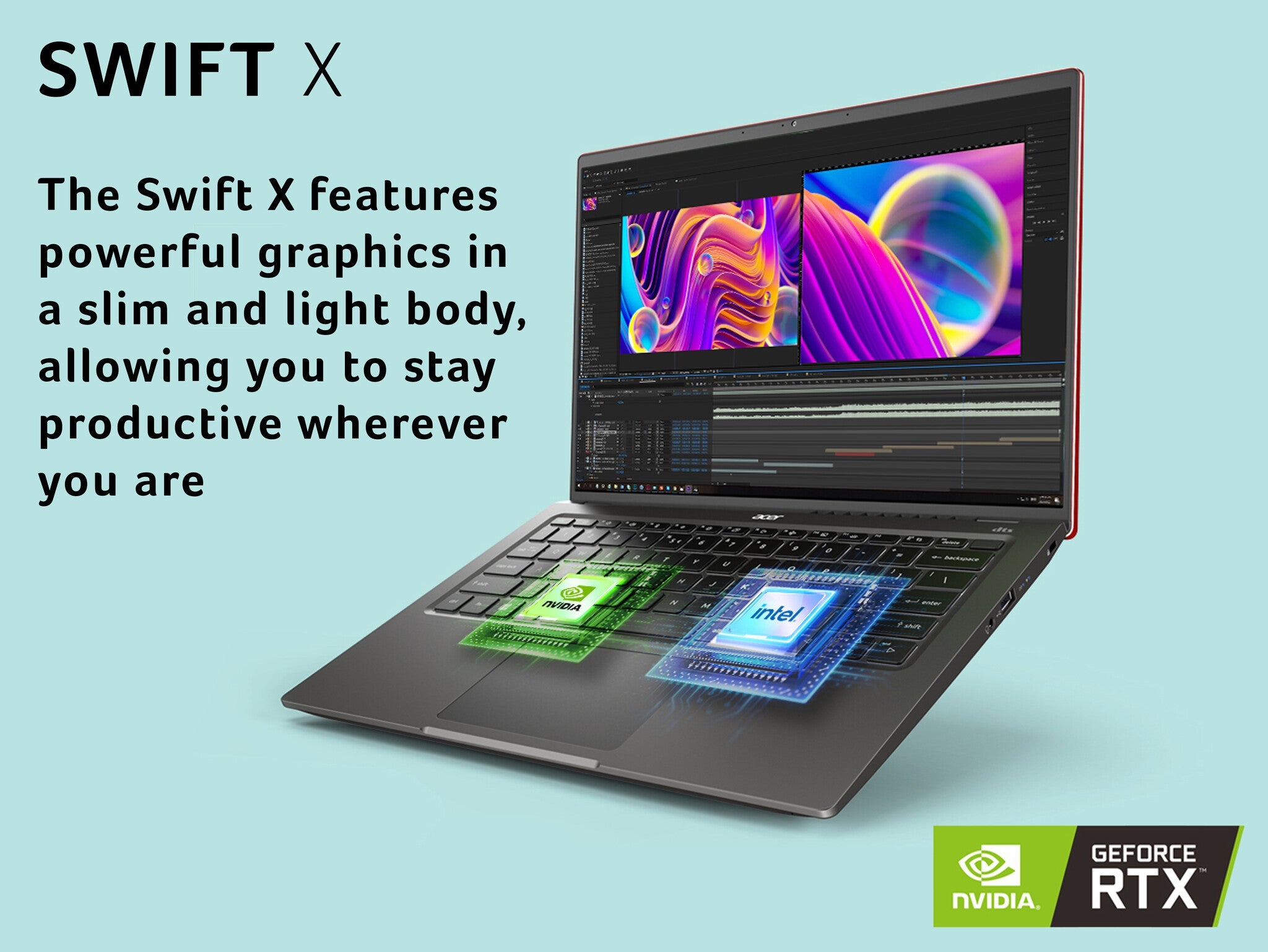 Acer Swift X SFX14-51G Laptop - 35.6 cm (14") - Intel® Core™ i5-1240P - 8 GB LPDDR5-SDRAM - 512 GB SSD - NVIDIA GeForce RTX 3050 - Wi-Fi 6E - Windows 11 - Grey
