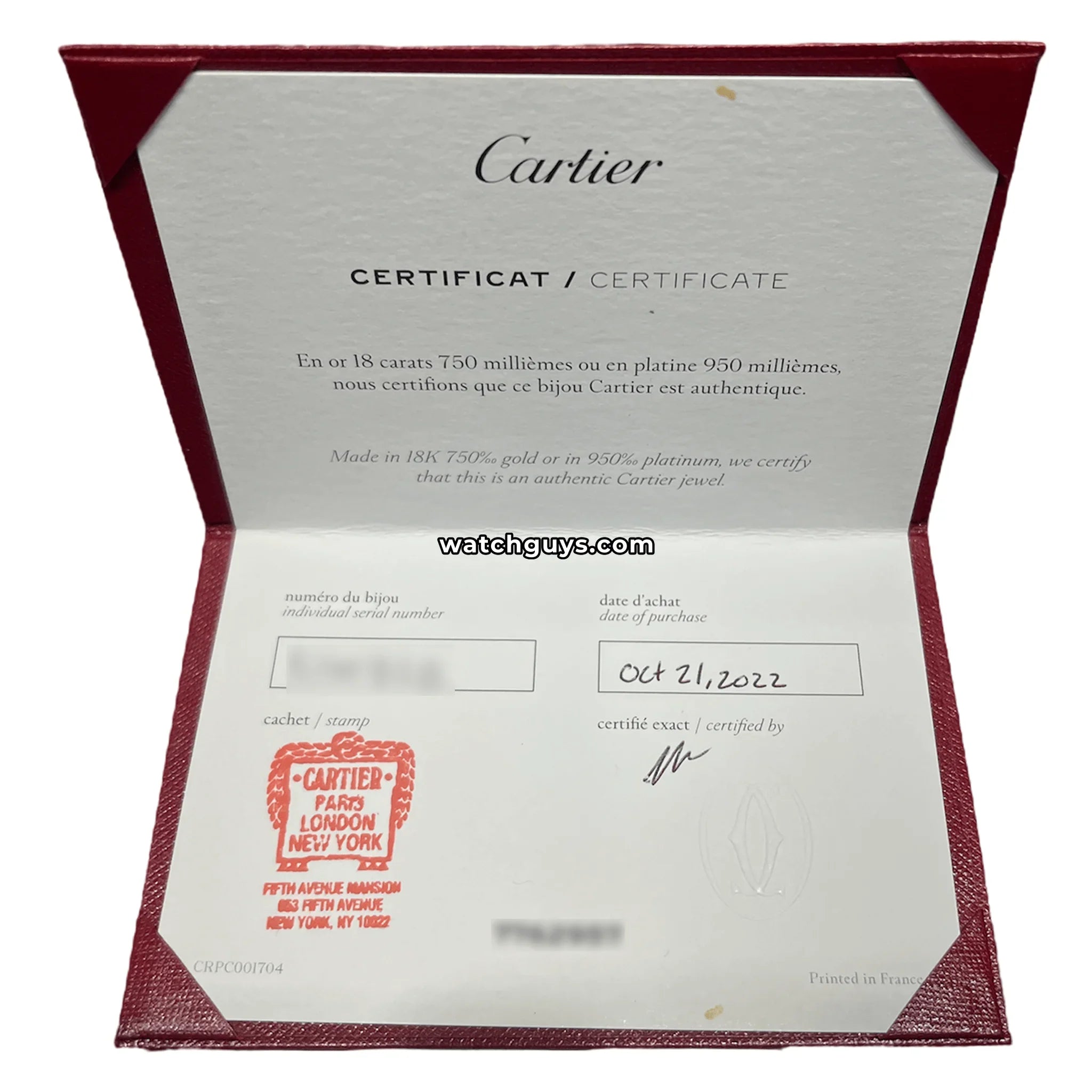 Cartier Love Bracelet 18K Yellow Gold Size 21
