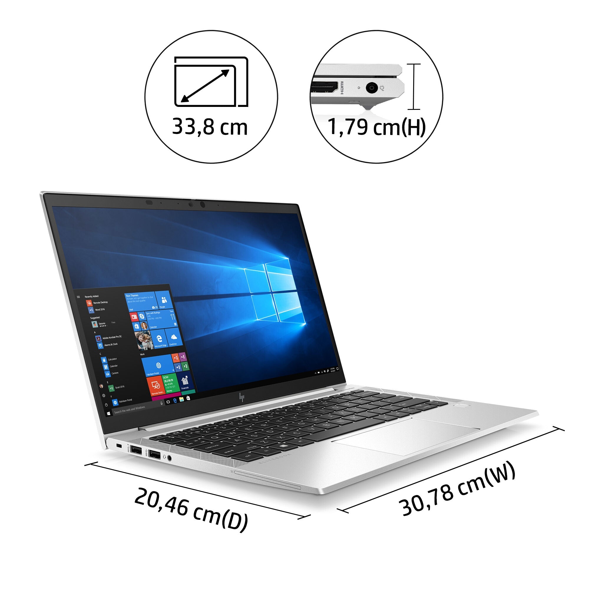 HP EliteBook 830 G7 Laptop - 33.8 cm (13.3") - Touchscreen - Intel® Core™ i5-10210U - 8 GB DDR4-SDRAM - 256 GB SSD - Wi-Fi 6 - Windows 10 Pro - Silver