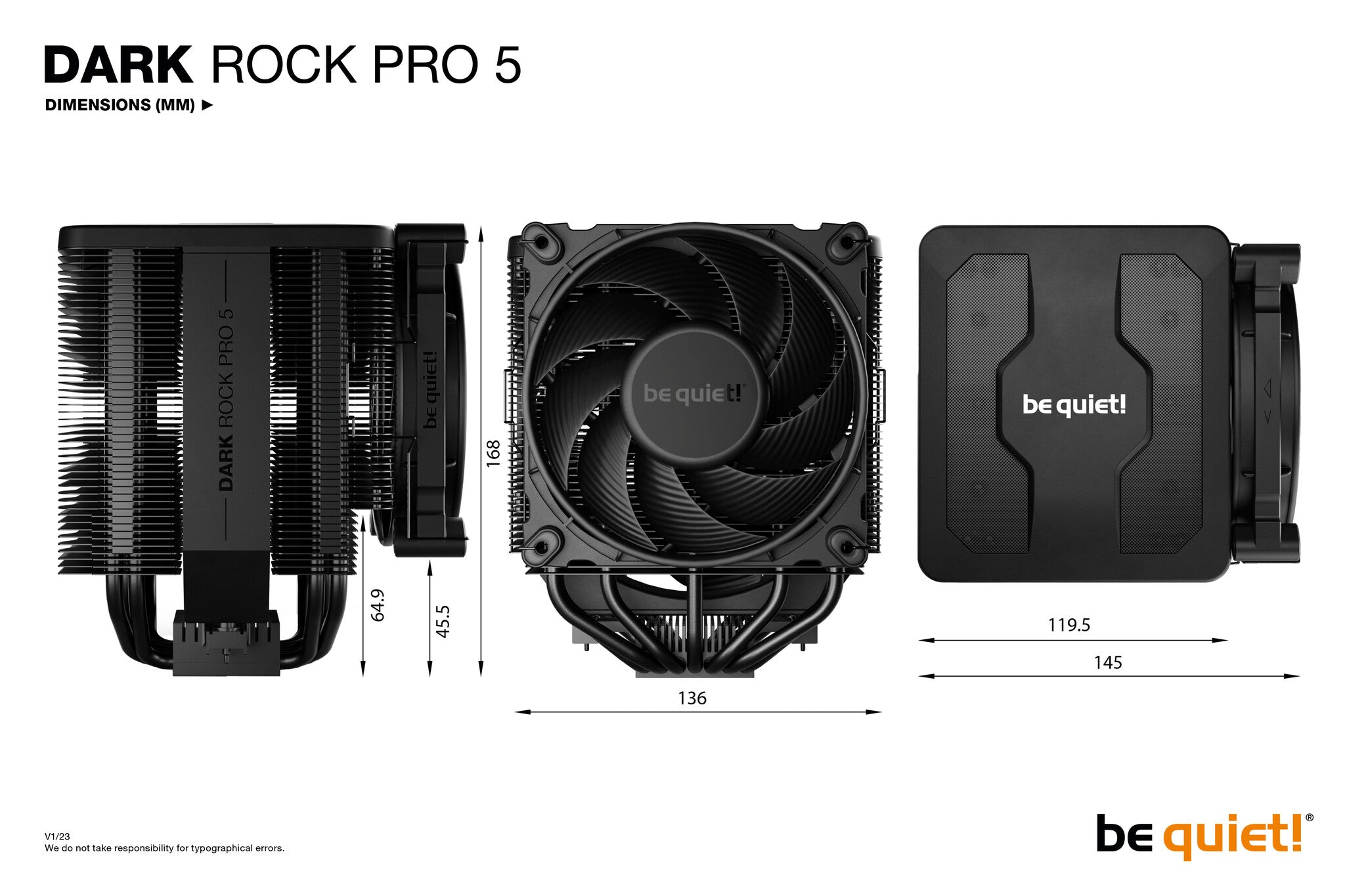 be quiet! Dark Rock Pro 5 - Air Processor Cooler in Black - 120/135mm