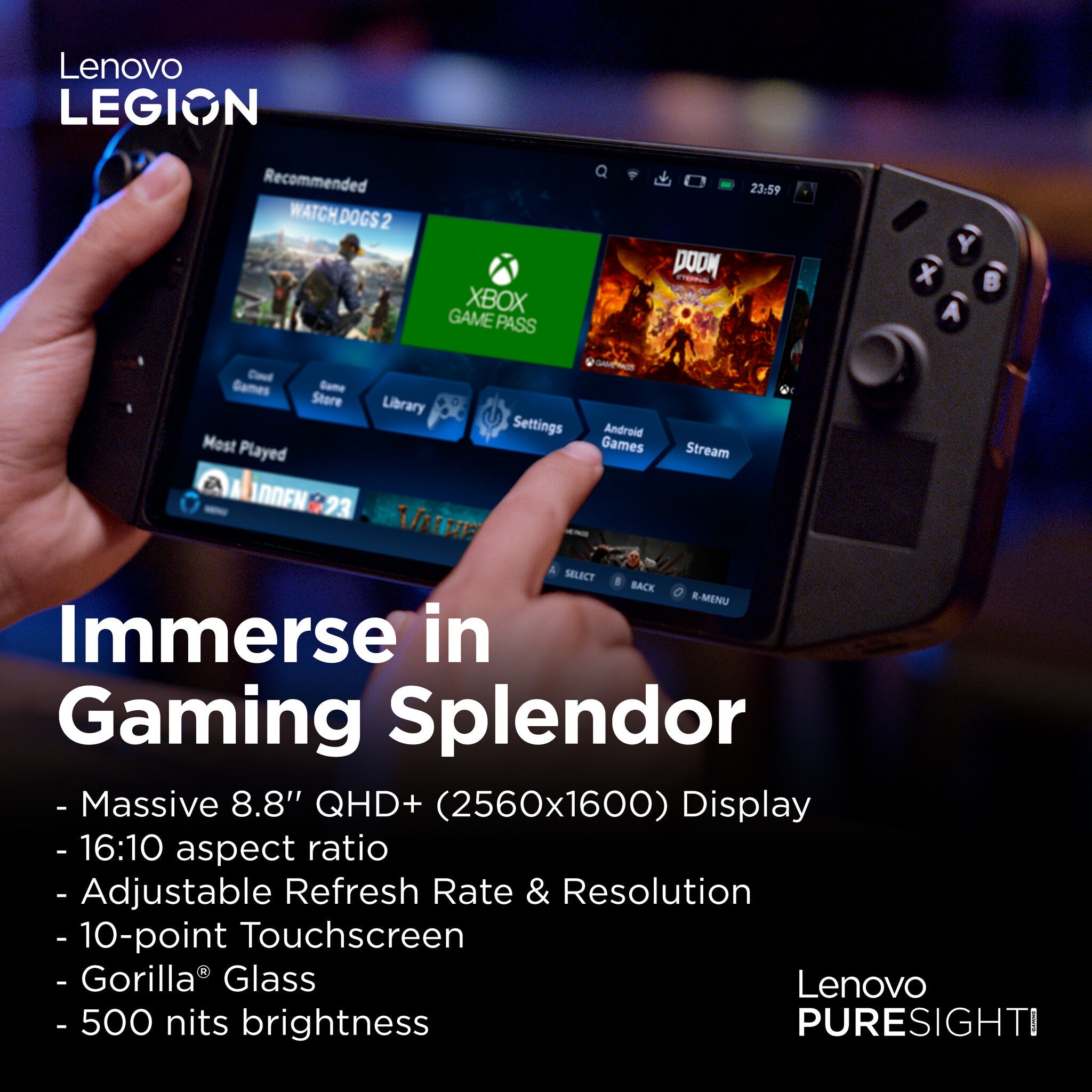 Lenovo Legion Go -  22.4 cm (8.8") - 512 GB - Portable game console in Black