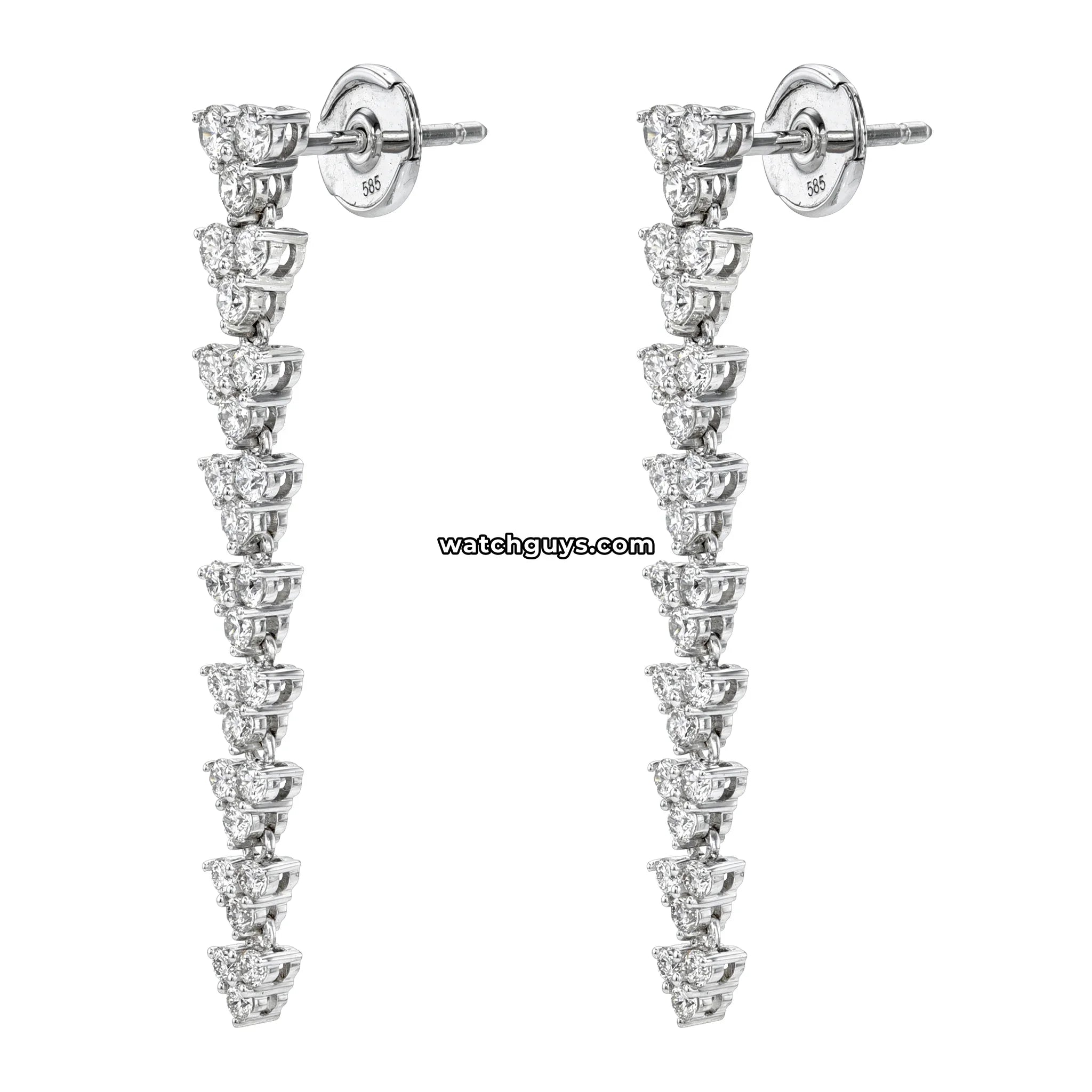 Diamond Drop Earrings 1.26 Carat TW 14k White Gold