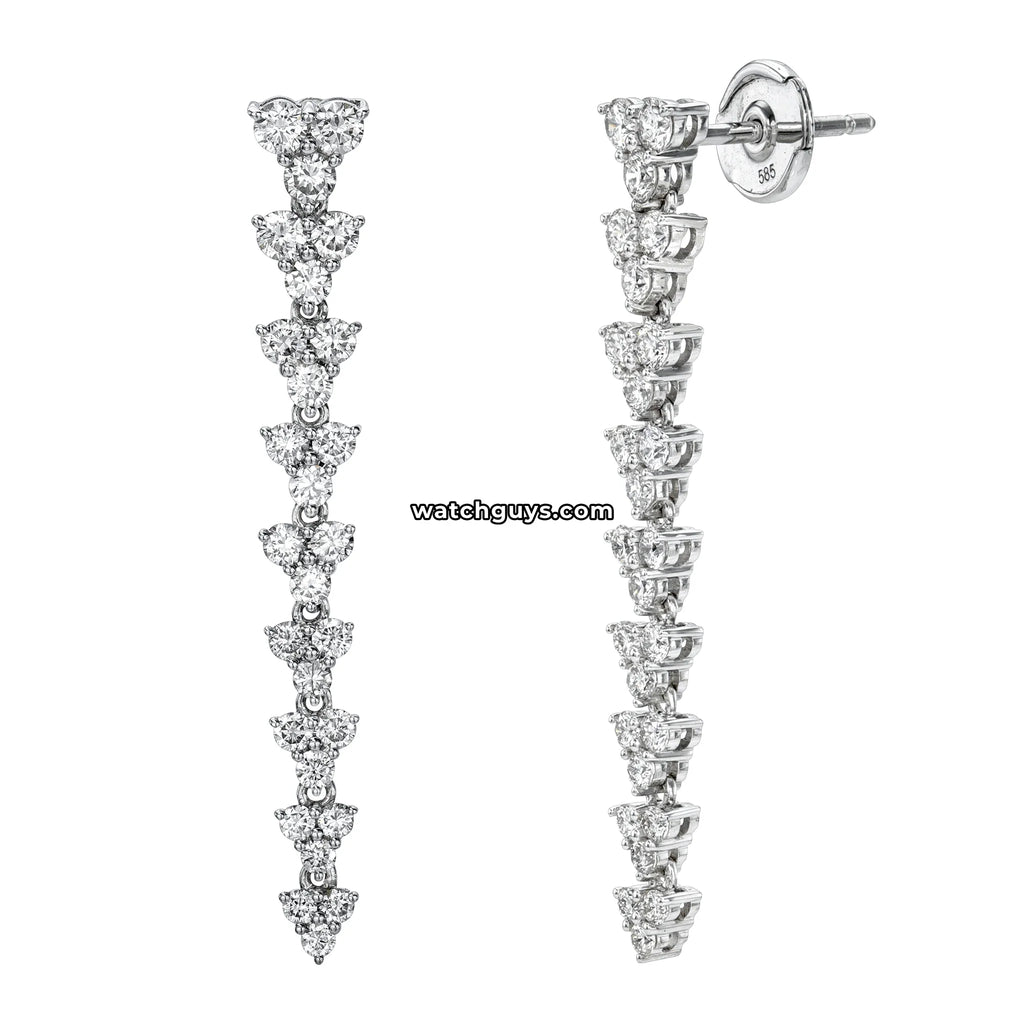 Diamond Drop Earrings 1.26 Carat TW 14k White Gold