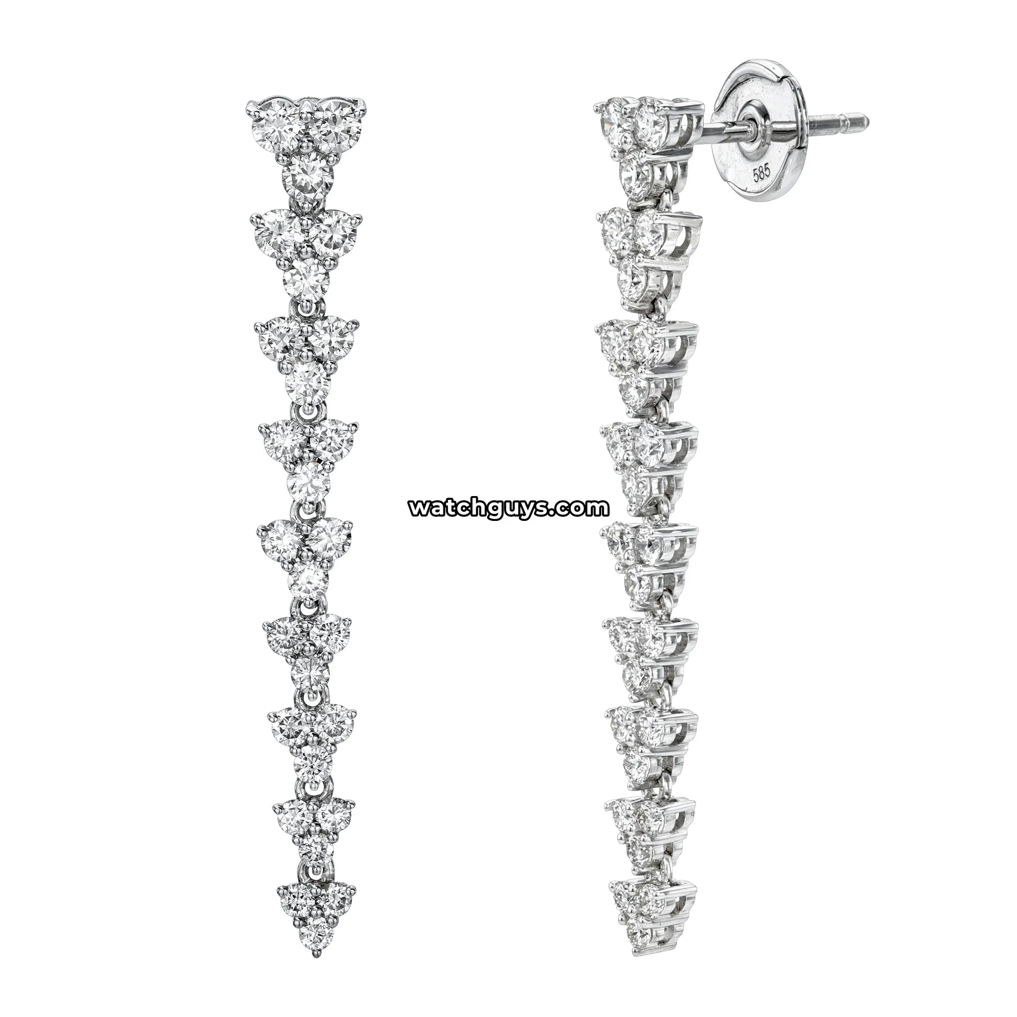 Diamond Drop Earrings 1.26 Carat TW 14k White Gold