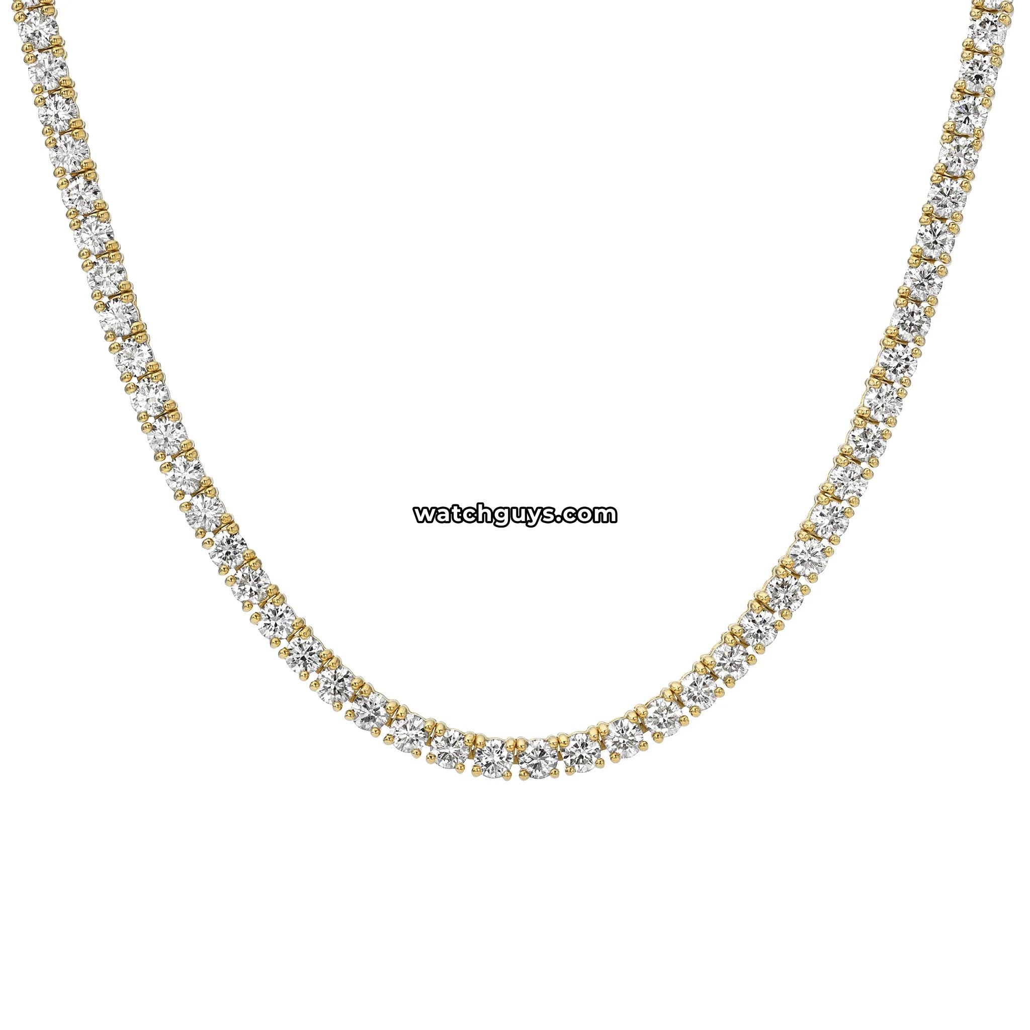 Diamond Tennis Necklace 9.81 Carat TW 18k Yellow Gold