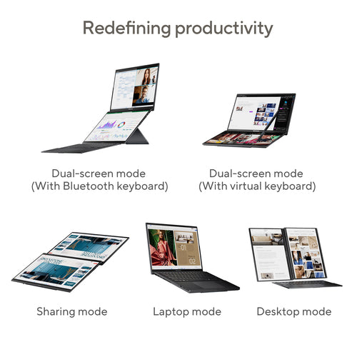 ASUS Zenbook Duo Hybrid (2-in-1) - 35.6 cm (14") - Touchscreen - Intel Core Ultra 9 285H - 32 GB LPDDR5x-SDRAM - 2 TB SSD - Wi-Fi 7 - Windows 11 Home - Grey