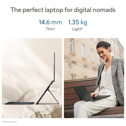ASUS Zenbook Duo Hybrid (2-in-1) - 35.6 cm (14") - Touchscreen - Intel Core Ultra 9 285H - 32 GB LPDDR5x-SDRAM - 2 TB SSD - Wi-Fi 7 - Windows 11 Home - Grey