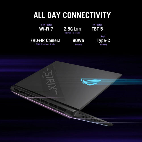 ASUS ROG Strix SCAR 18 Laptop - 45.7 cm (18") - Intel Core Ultra 9 275HX - 32 GB DDR5-SDRAM - 2 TB SSD - NVIDIA GeForce RTX 5080 - Wi-Fi 7 - Windows 11 Home - Black
