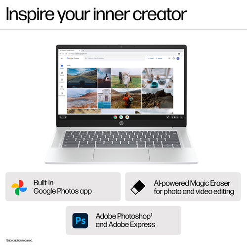 HP Chromebook A20J9EA - 35.6 cm (14") - Intel® Core i3-N305 - 8 GB LPDDR5-SDRAM - 256 GB eUFS - Wi-Fi 6E - ChromeOS - Silver