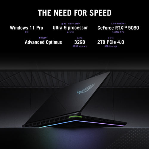 ASUS ROG Strix G16 Laptop - 40.6 cm (16") - AMD Ryzen 9 8940HX - 32 GB DDR5-SDRAM - 1 TB SSD - NVIDIA GeForce RTX 5070 - Wi-Fi 6E - Windows 11 Home - Black / Grey