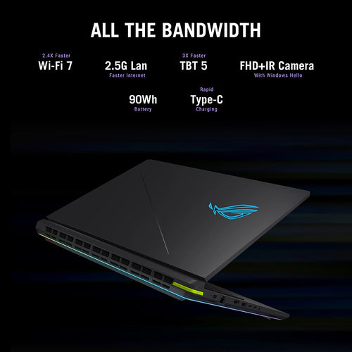 ASUS ROG Strix G16 Laptop - 40.6 cm (16") - Intel Core Ultra 9 275HX - 32 GB DDR5-SDRAM - 2 TB SSD - NVIDIA GeForce RTX 5080 - Wi-Fi 7 - Windows 11 Home - Black, Green, Grey