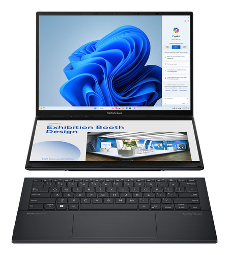 ASUS Zenbook Duo Hybrid (2-in-1) - 35.6 cm (14") - Touchscreen - Intel Core Ultra 9 185H - 32 GB LPDDR5x-SDRAM - 2 TB SSD - Wi-Fi 6E - Windows 11 Home - Grey