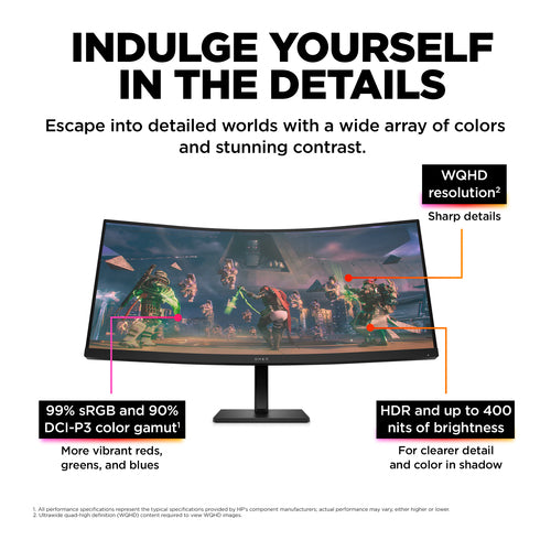 HP OMEN 34C - 86.4 cm (34") - 3440 x 1440 pixels WQHD Monitor