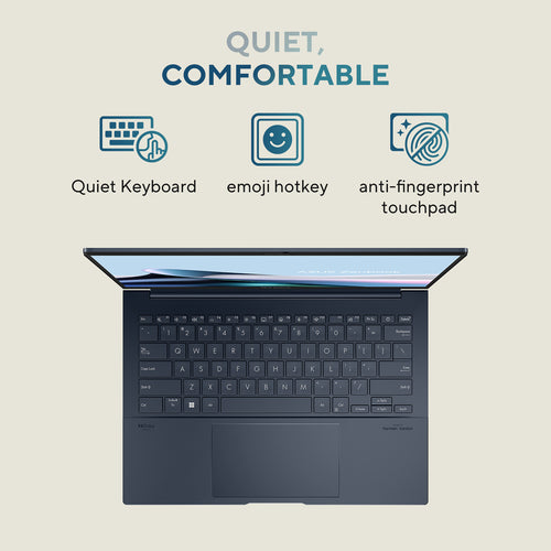 ASUS Zenbook 14 OLED Laptop - 35.6 cm (14") - Touchscreen - Intel Core Ultra 5 225H - 16 GB LPDDR5x-SDRAM - 512 GB SSD - Wi-Fi 7 - Windows 11 Home - Blue
