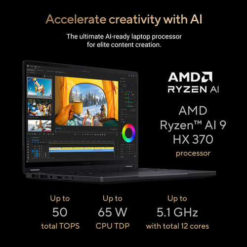 ASUS ProArt PX13 Hybrid (2-in-1) - 33.8 cm (13.3") - Touchscreen - AMD Ryzen AI 9 HX 370 - 32 GB LPDDR5x-SDRAM - 1 TB SSD - NVIDIA GeForce RTX 4060 - Wi-Fi 7 - Windows 11 Home - Black