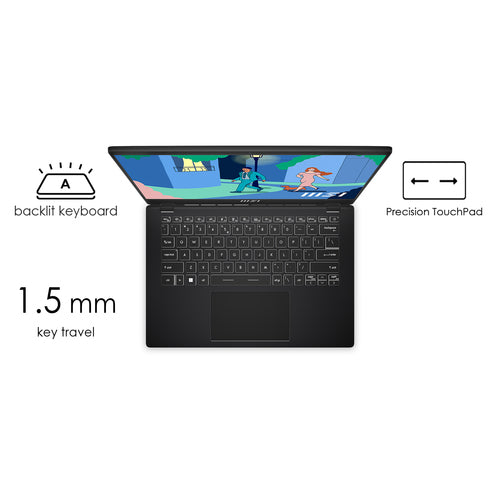 MSI Modern 14 Laptop - 35.6 cm (14") - AMD Ryzen™ 5 7430U - 8 GB DDR4-SDRAM - 512 GB SSD - Wi-Fi 6E - Windows 11 Home - Black