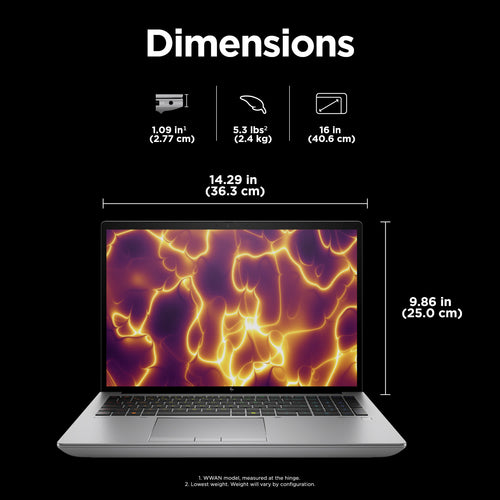 HP ZBook Fury G11 Laptop - 40.6 cm (16") - Intel® Core™ i9-14900HX - 32 GB DDR5-SDRAM - 1 TB SSD - NVIDIA Quadro RTX 4000 - Wi-Fi 7 - Windows 11 Pro - Silver