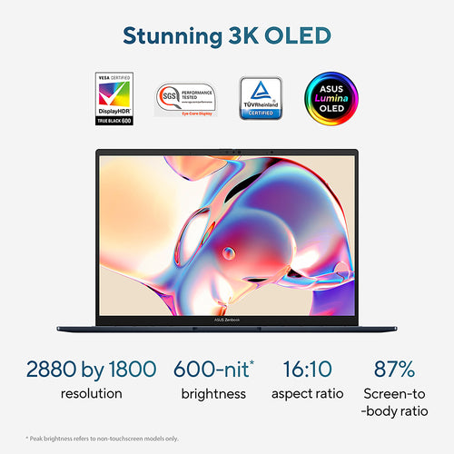 ASUS Zenbook 14 OLED Laptop - 35.6 cm (14") - Touchscreen - Intel Core Ultra 5 225H - 16 GB LPDDR5x-SDRAM - 512 GB SSD - Wi-Fi 7 - Windows 11 Home - Blue