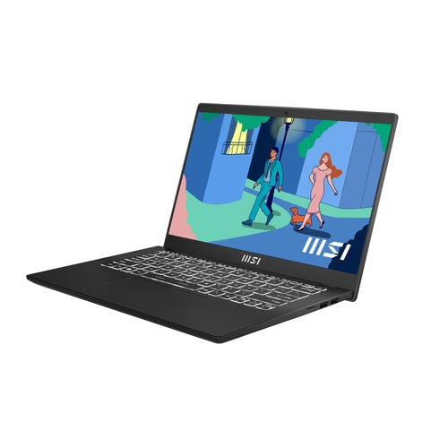 MSI Modern 14 Laptop - 35.6 cm (14") - AMD Ryzen™ 5 7430U - 8 GB DDR4-SDRAM - 512 GB SSD - Wi-Fi 6E - Windows 11 Home - Black