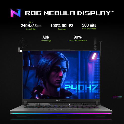 ASUS ROG Strix G16 Laptop - 40.6 cm (16") - AMD Ryzen 9 8940HX - 16 GB DDR5-SDRAM - 1 TB SSD - NVIDIA GeForce RTX 5060 - Wi-Fi 6E - Windows 11 Home - Black / Grey