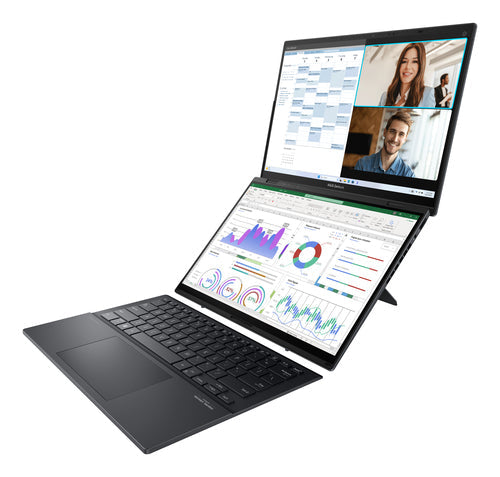 ASUS Zenbook Duo Hybrid (2-in-1) - 35.6 cm (14") - Touchscreen - Intel Core Ultra 9 185H - 32 GB LPDDR5x-SDRAM - 2 TB SSD - Wi-Fi 6E - Windows 11 Home - Grey
