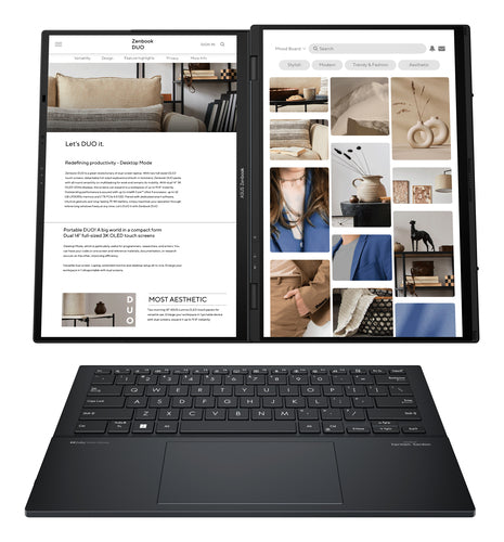 ASUS Zenbook Duo Hybrid (2-in-1) - 35.6 cm (14") - Touchscreen - Intel Core Ultra 9 185H - 32 GB LPDDR5x-SDRAM - 2 TB SSD - Wi-Fi 6E - Windows 11 Home - Grey