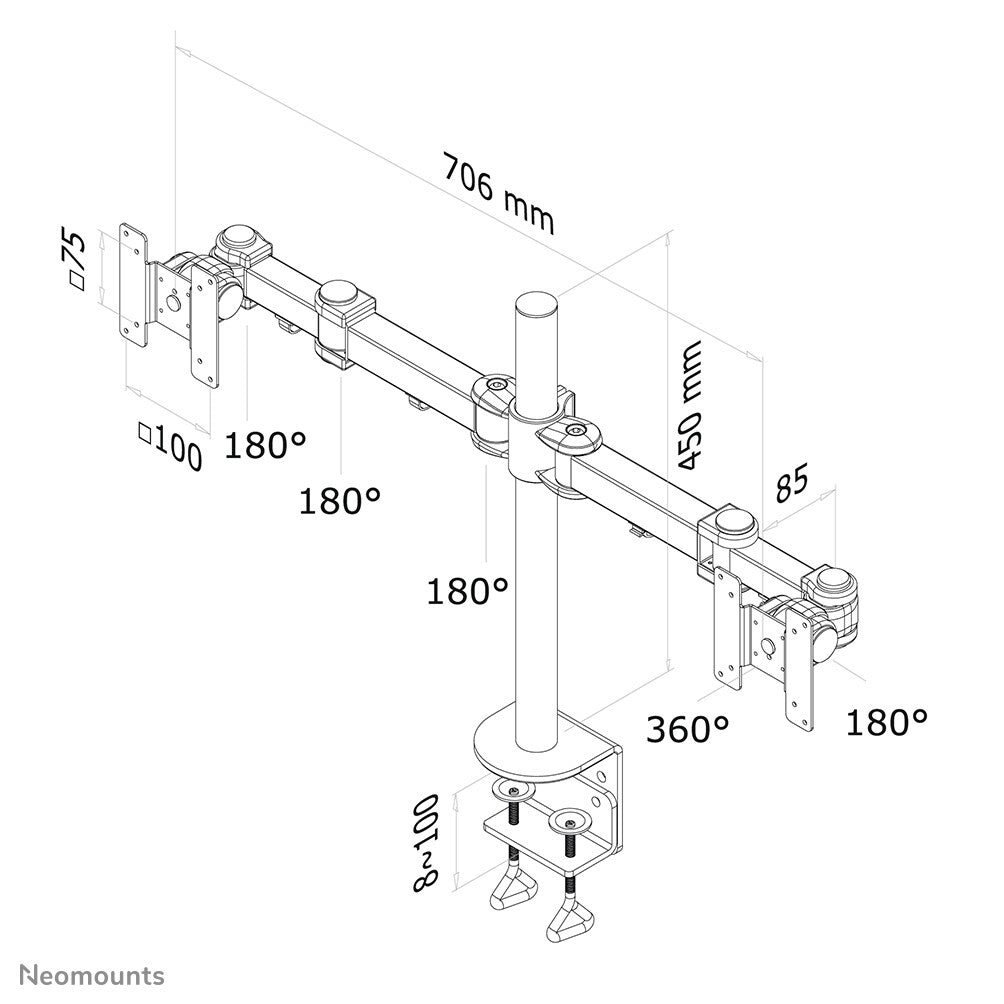 Neomounts FPMA-D960D - Desk monitor mount for 25.4 cm (10") to 68.6 cm (27")
