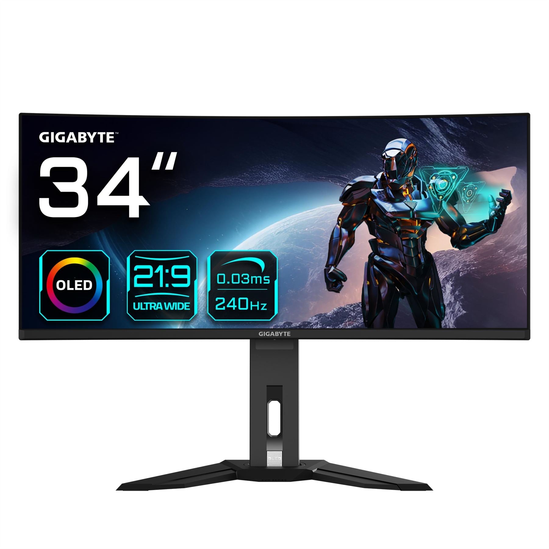 GIGABYTE MO34WQC2 34" OLED WQHD Curved Gaming Monitor - 3440 x 1440/ 240Hz/ 0.03ms/ KVM/ 250 cd/m²/ FreeSync Premium Pro/ DisplayHDR True Black 400/ HDMI 2.1/ Displayport 1.4