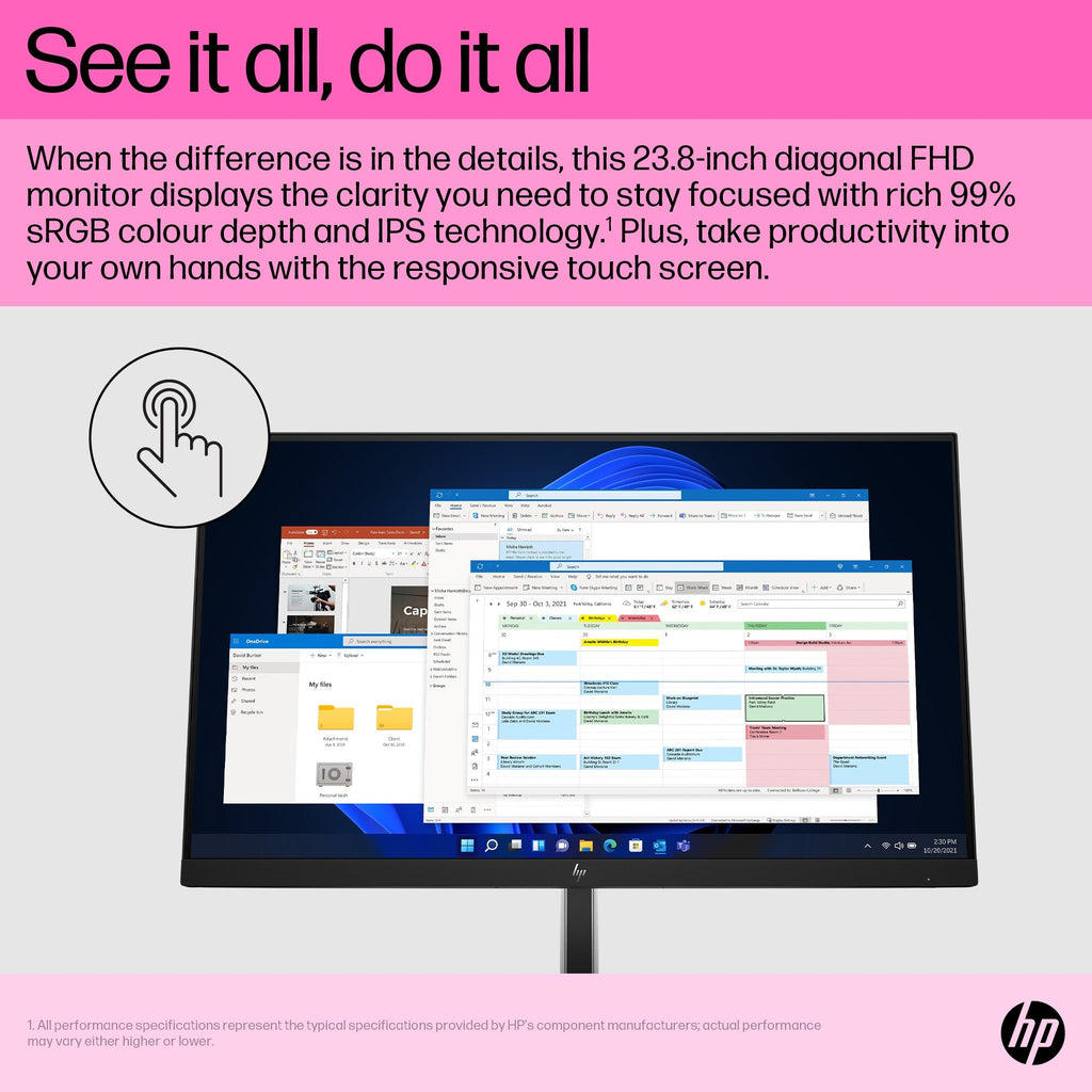 HP E24T G5 - 60.5 cm (23.8") - 1920 x 1080 pixels Full HD Touchscreen Monitor