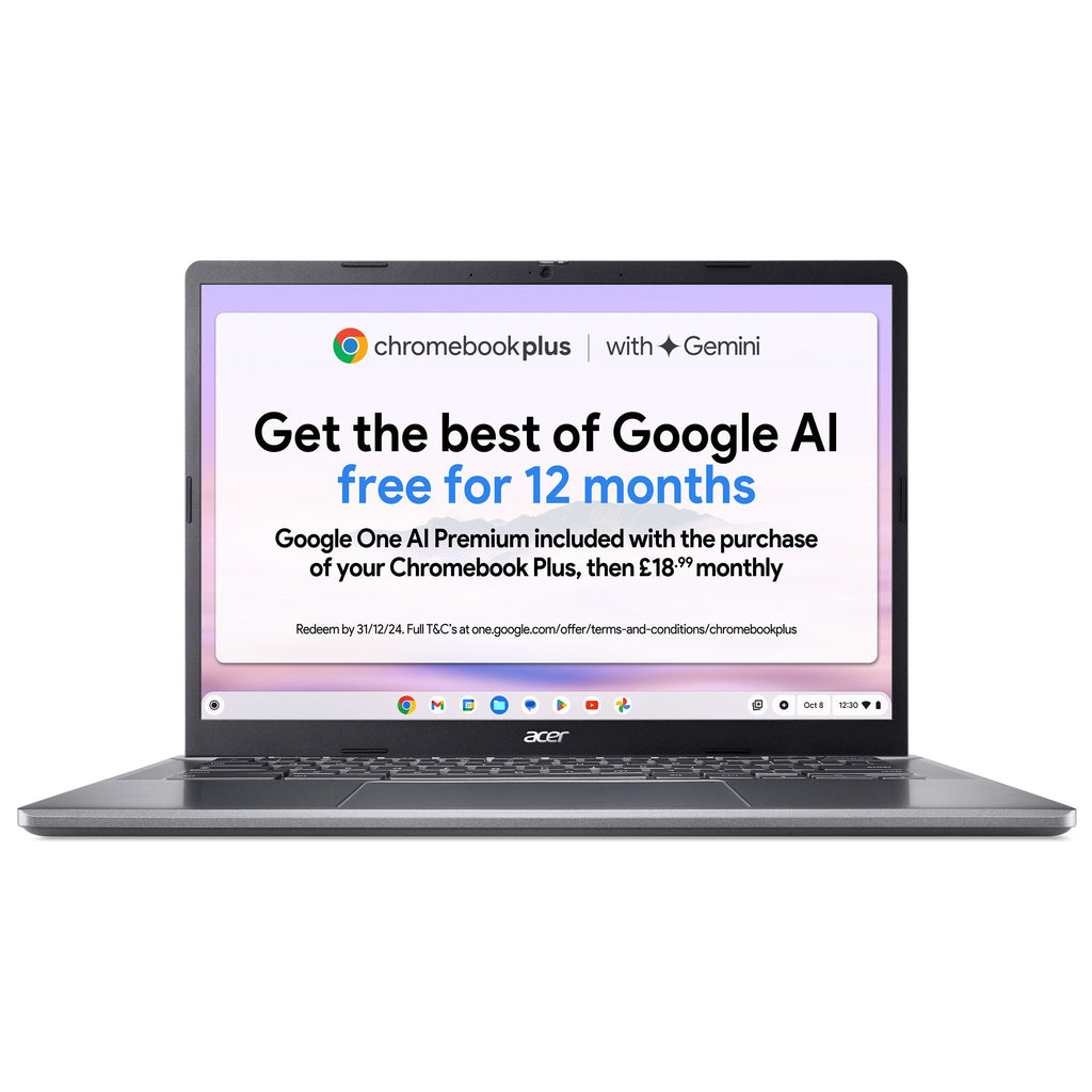 Acer Chromebook Plus 514 - 35.6 cm (14") - AMD Ryzen 5 7520C - 8 GB LPDDR5x-SDRAM - 256 GB SSD - Wi-Fi 6 - ChromeOS - Grey