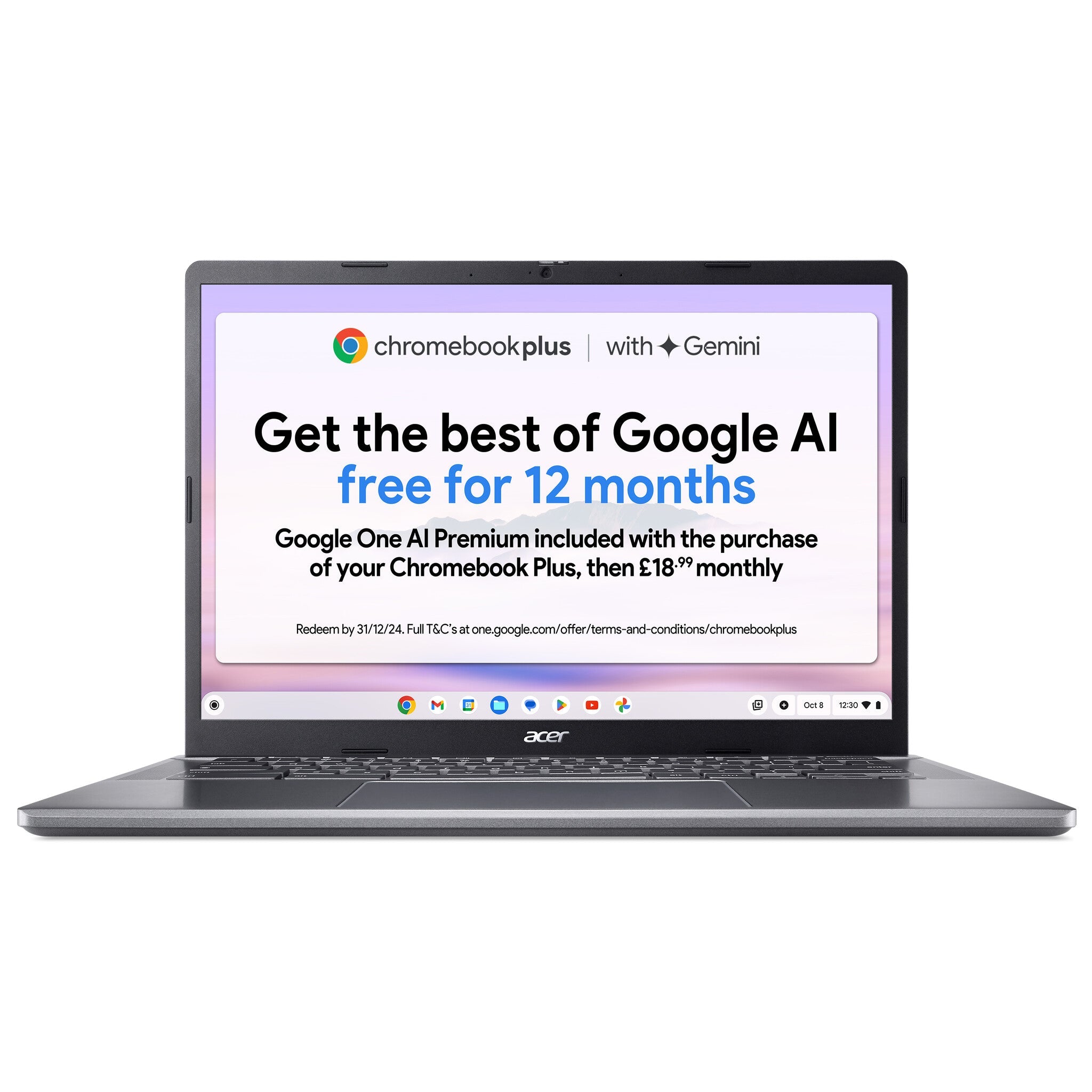 Acer Chromebook Plus 514 - 35.6 cm (14") - AMD Ryzen 5 7520C - 8 GB LPDDR5x-SDRAM - 256 GB SSD - Wi-Fi 6 - ChromeOS - Grey