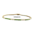 Emerald and Diamond Tennis Bracelet 2.10 Carat TW 14k Yellow Gold