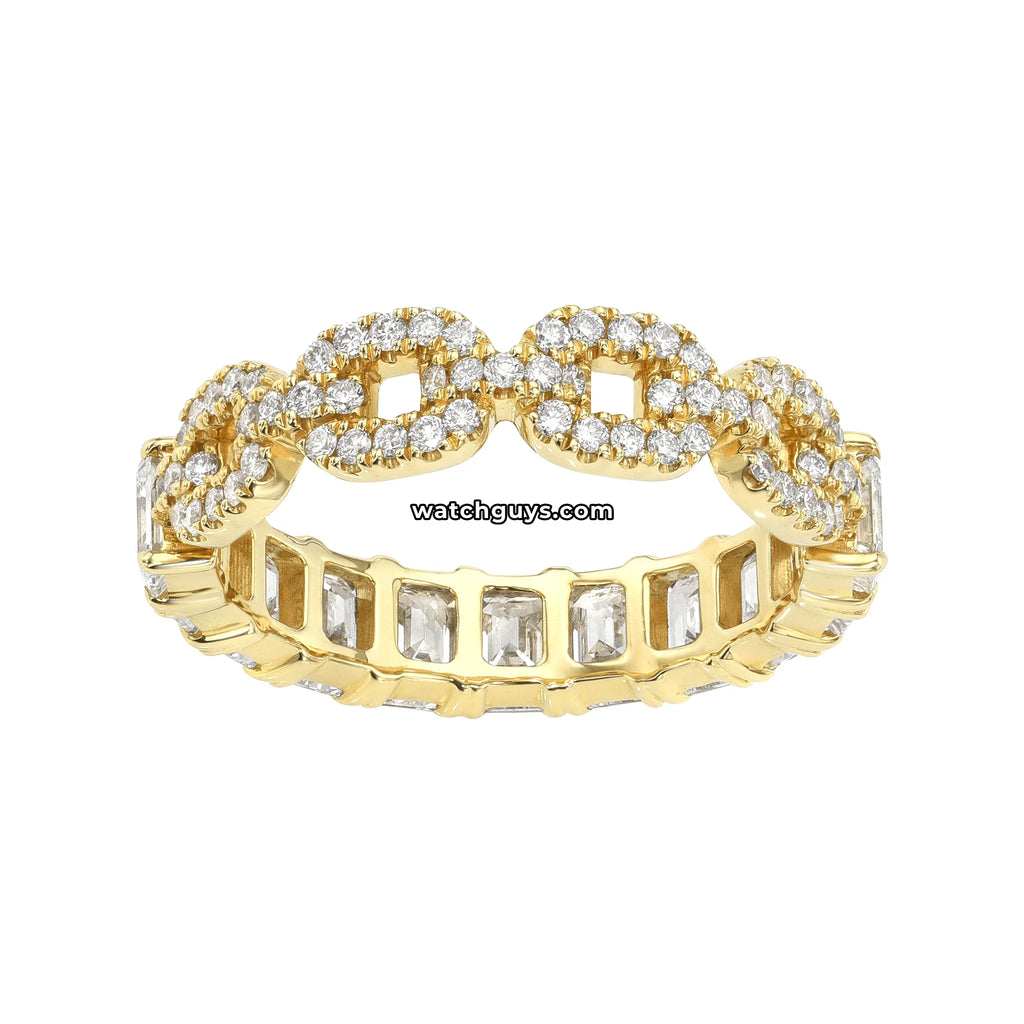 Emerald Diamond Eternity Band 2.73 Carat TW 18k Yellow Gold
