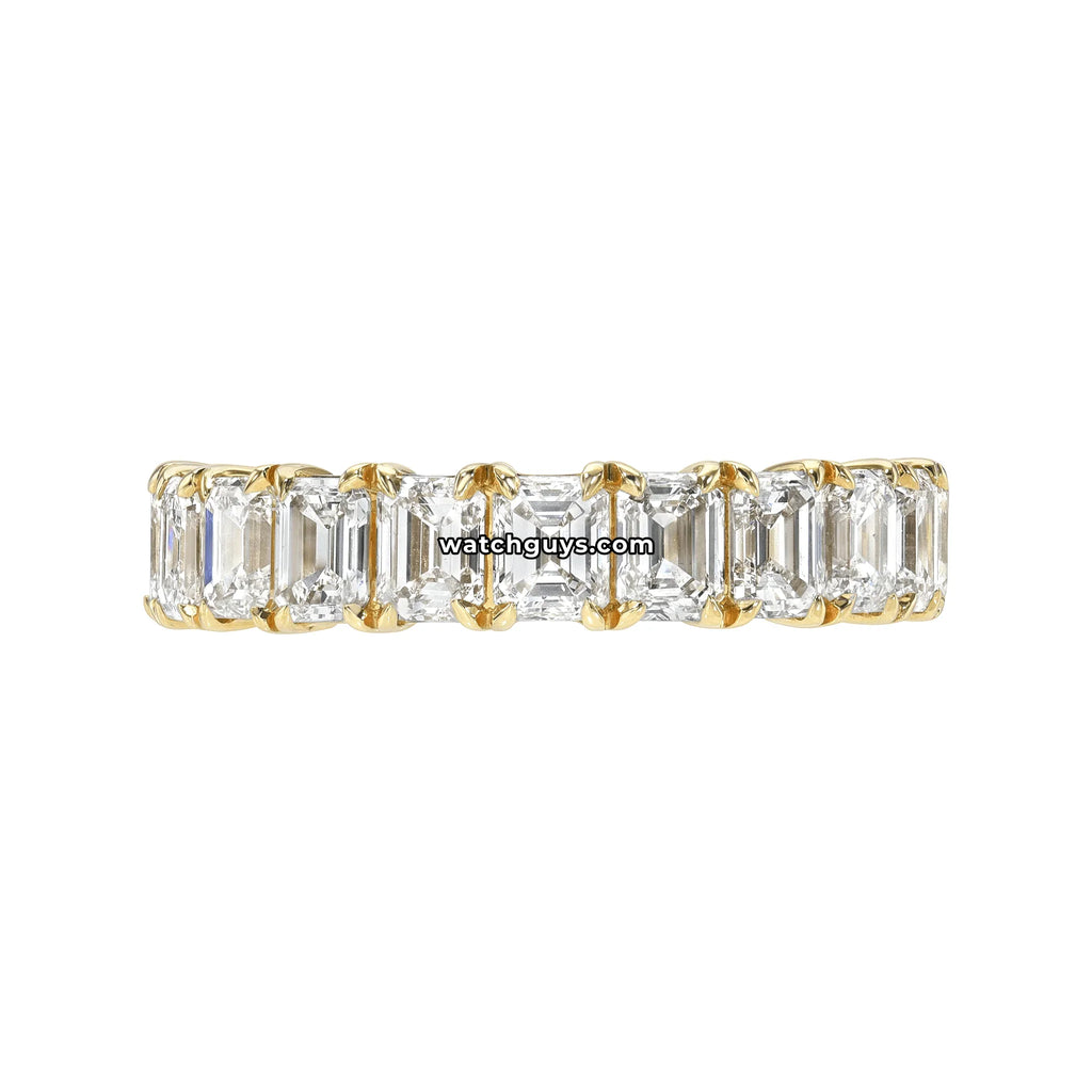 Emerald Diamond Eternity Band 2.73 Carat TW 18k Yellow Gold