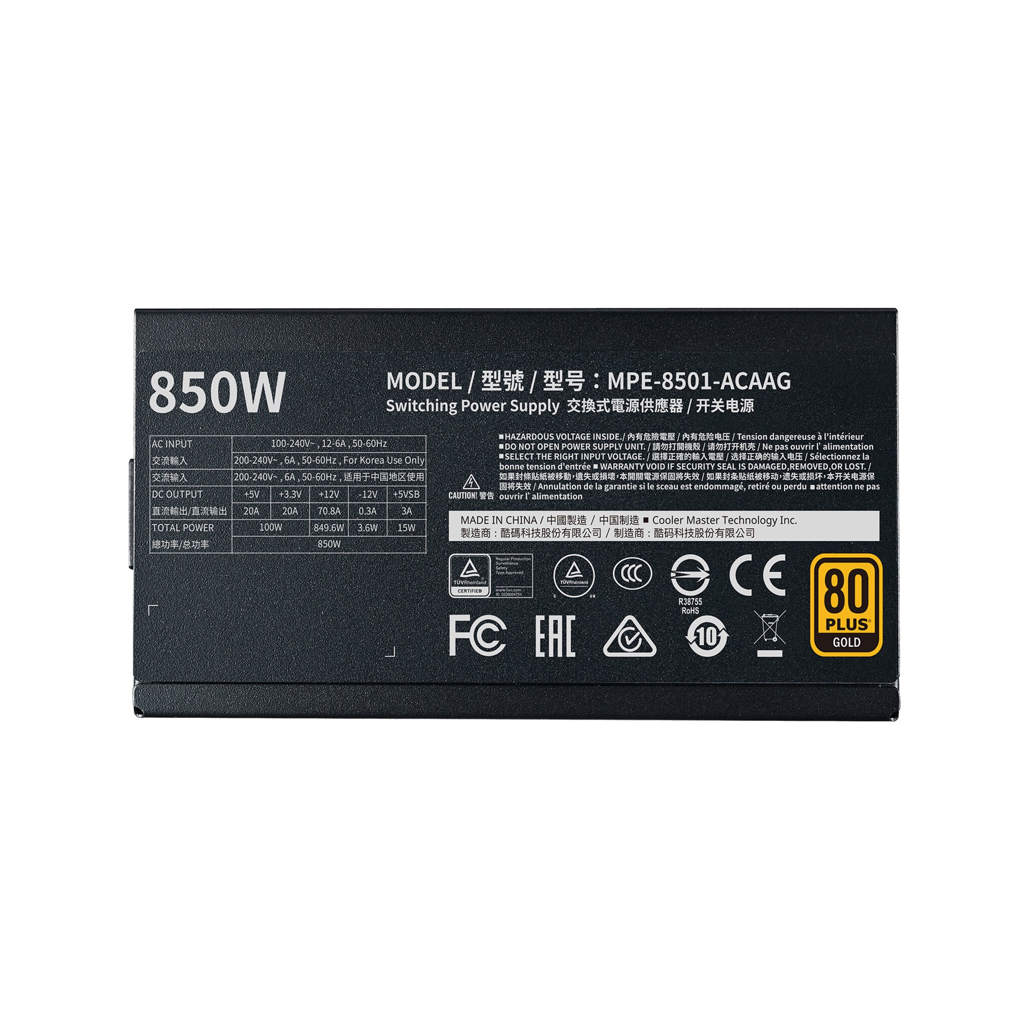 Cooler Master MWE V2 - 850W 24-pin 80+ Gold Fully Modular Power Supply Unit