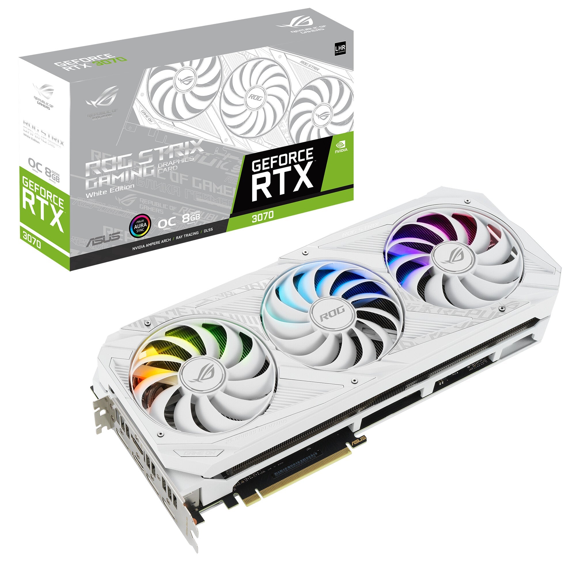 ASUS ROG STRIX V2 "White Edition" OC - NVIDIA 8 GB GDDR6 GeForce RTX 3070 graphics card
