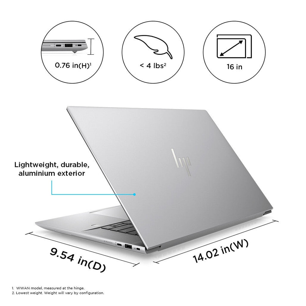 HP ZBook Studio 16 G10 Laptop - 40.6 cm (16") - Intel® Core™ i7-13700H - 32 GB DDR5-SDRAM - 1 TB SSD - NVIDIA RTX A1000 - Wi-Fi 6E - Windows 11 Pro - Silver