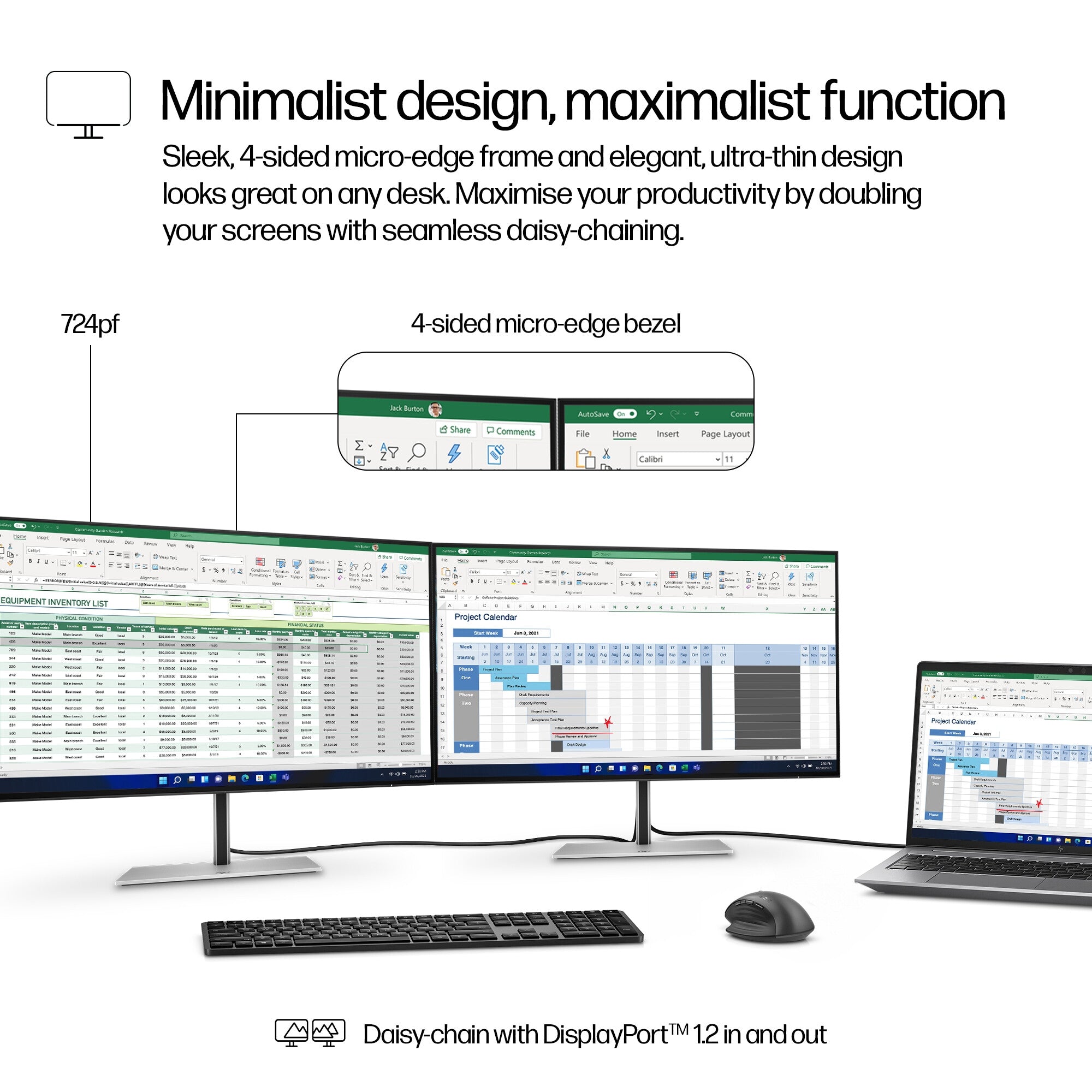 HP Series 7 Pro 724PF - 60.5 cm (23.8") - 1920 x 1080 pixels Full HD Monitor