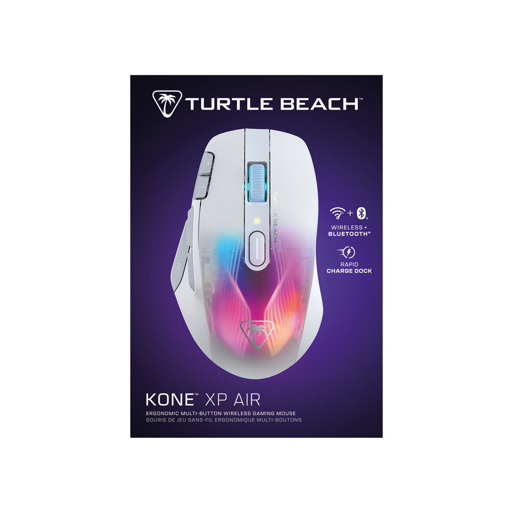 Turtle Beach Kone XP Air - RF Wireless + Bluetooth Optical Gaming Mouse in White - 19,000 DPI