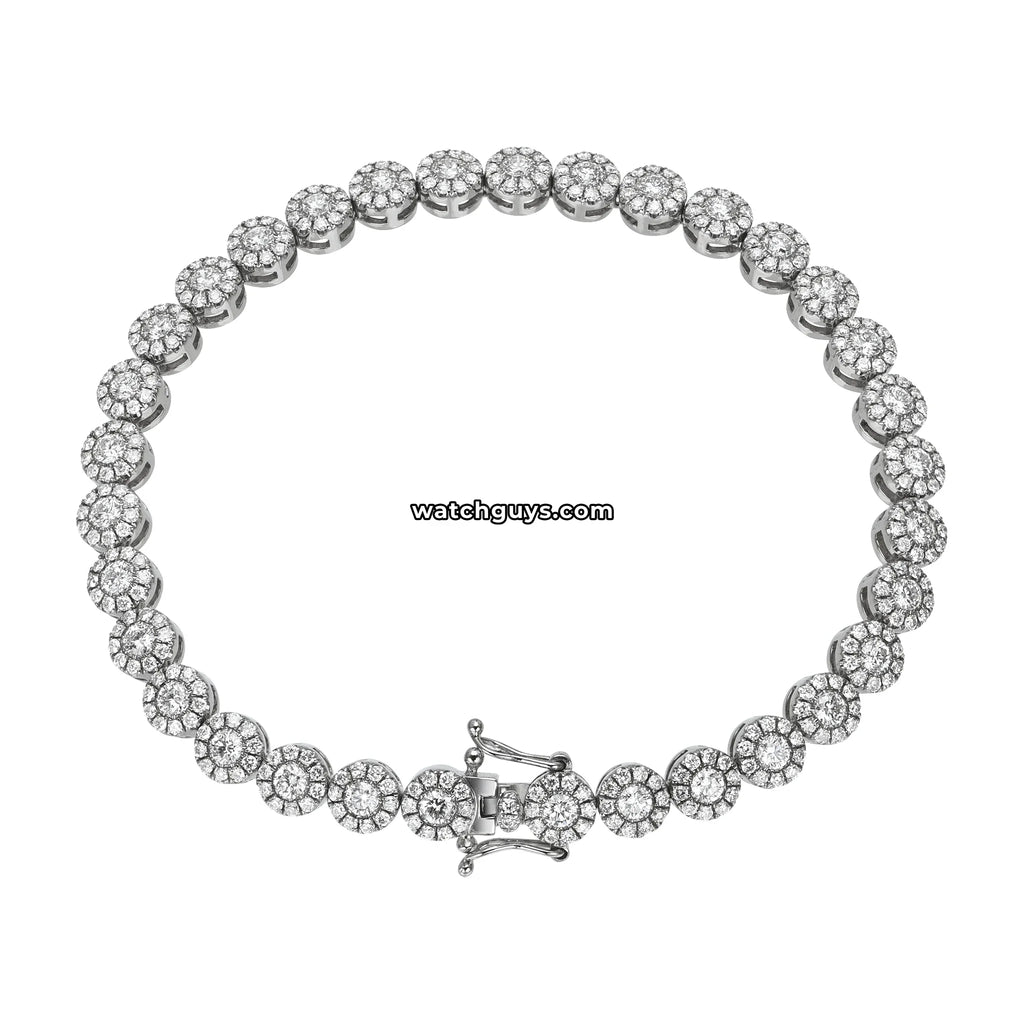 Halo Diamond Tennis Bracelet 5.00 Carat TW 18k White Gold