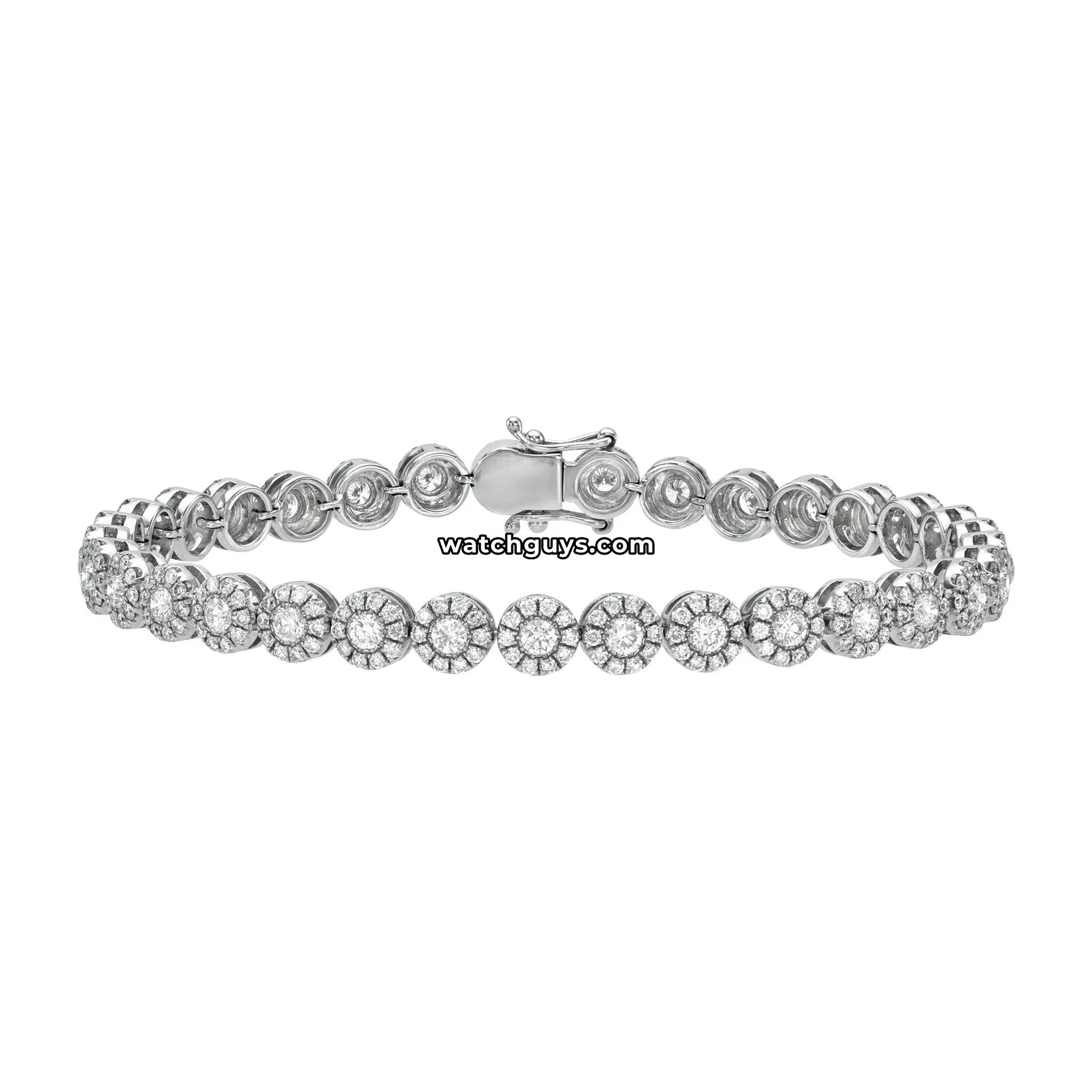 Halo Diamond Tennis Bracelet 5.00 Carat TW 18k White Gold