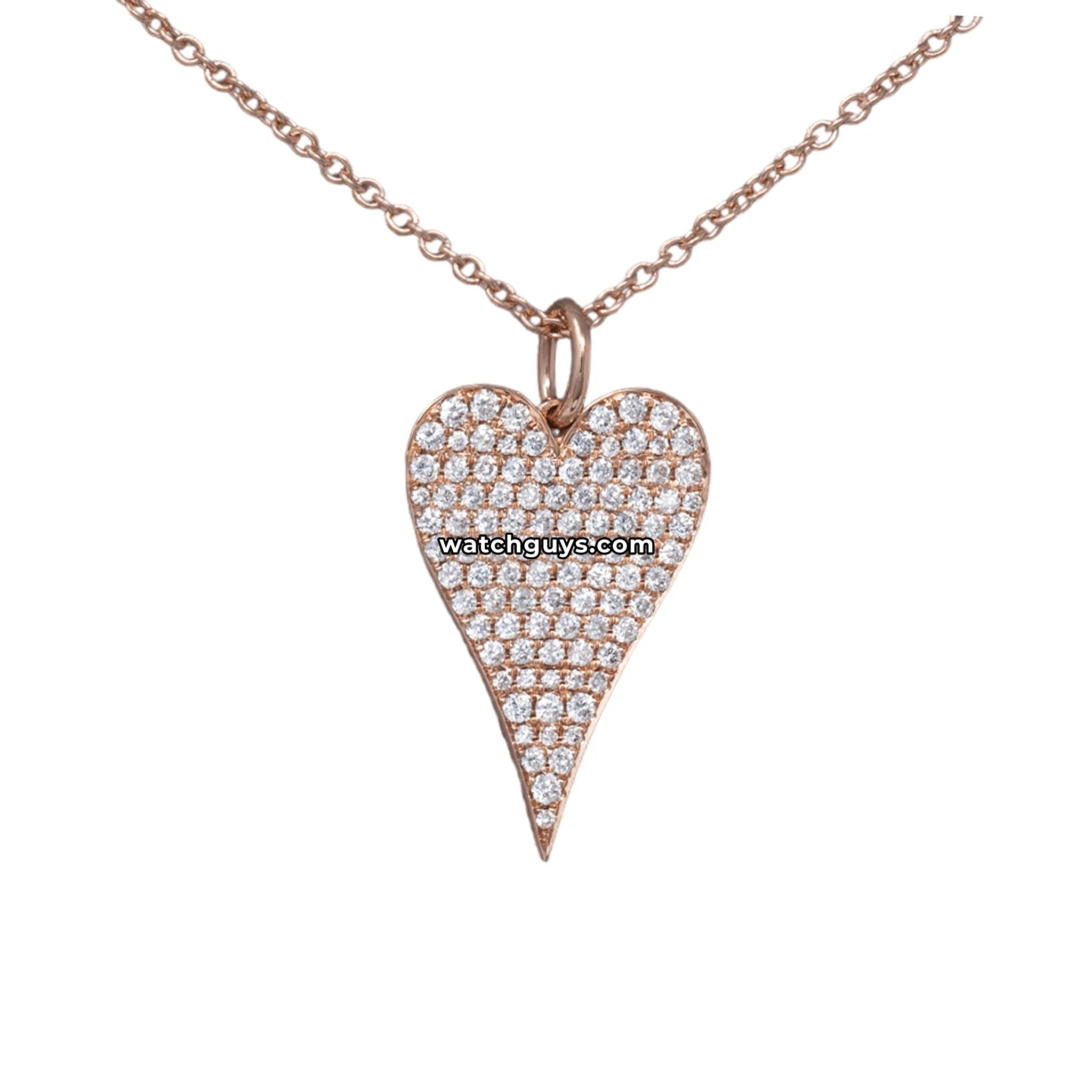Heart Diamond Pendant Necklace 18k Rose Gold