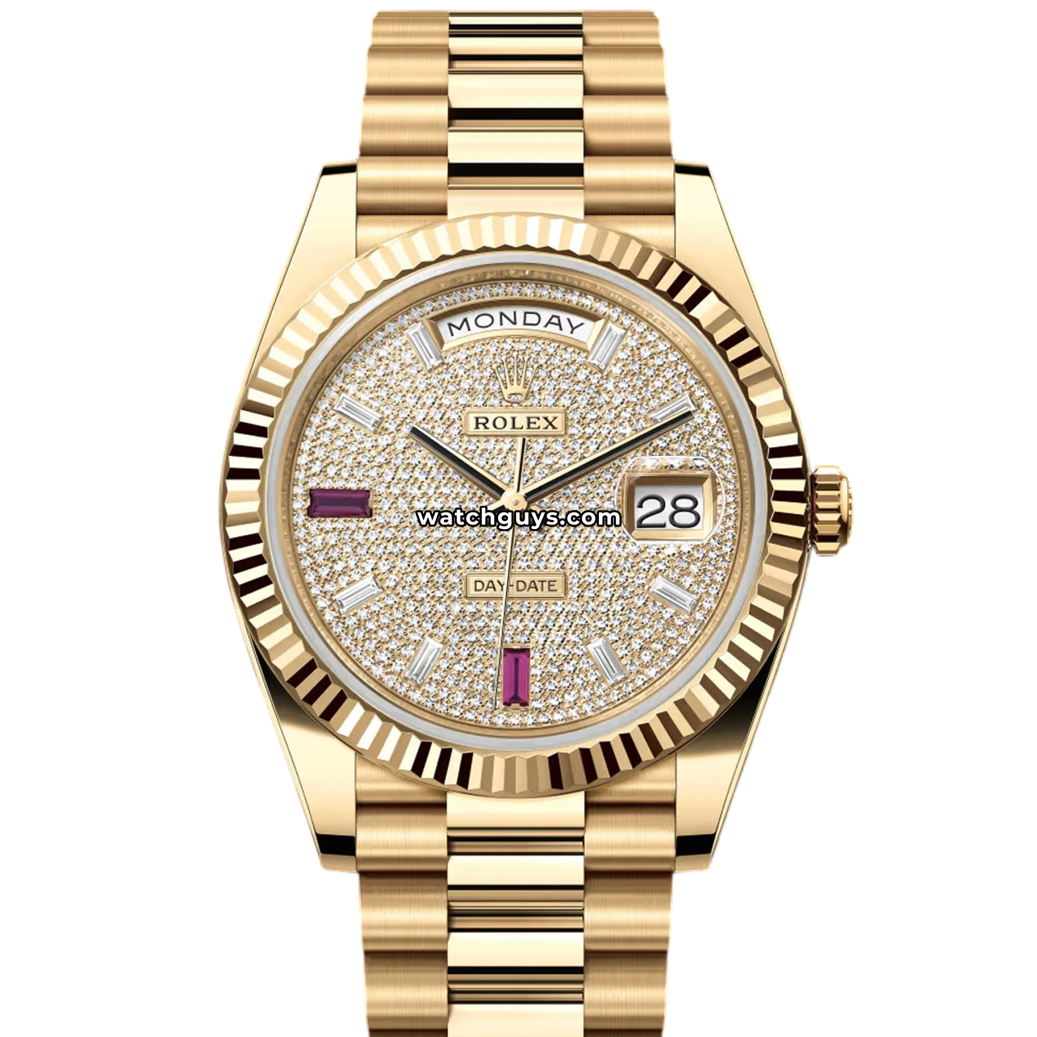 Rolex Day-Date 228238 Pave Diamond and Ruby