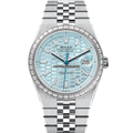 Rolex Land-Dweller 127386TBR Platinum Ice Blue Honeycomb Motif